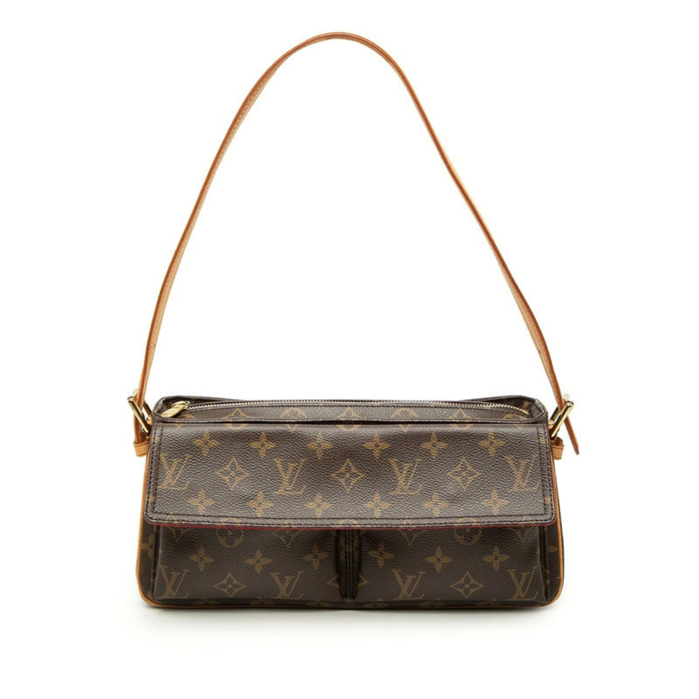 Louis Vuitton Monogram Vivacite Hobo Bag Brown Leather